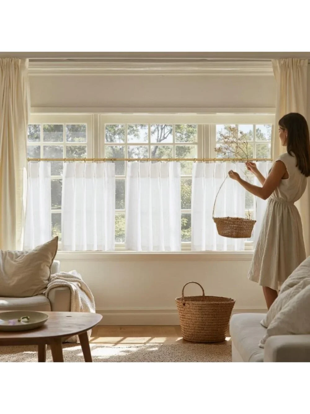 Linen Pinch Pleated Kitchen Curtains 24